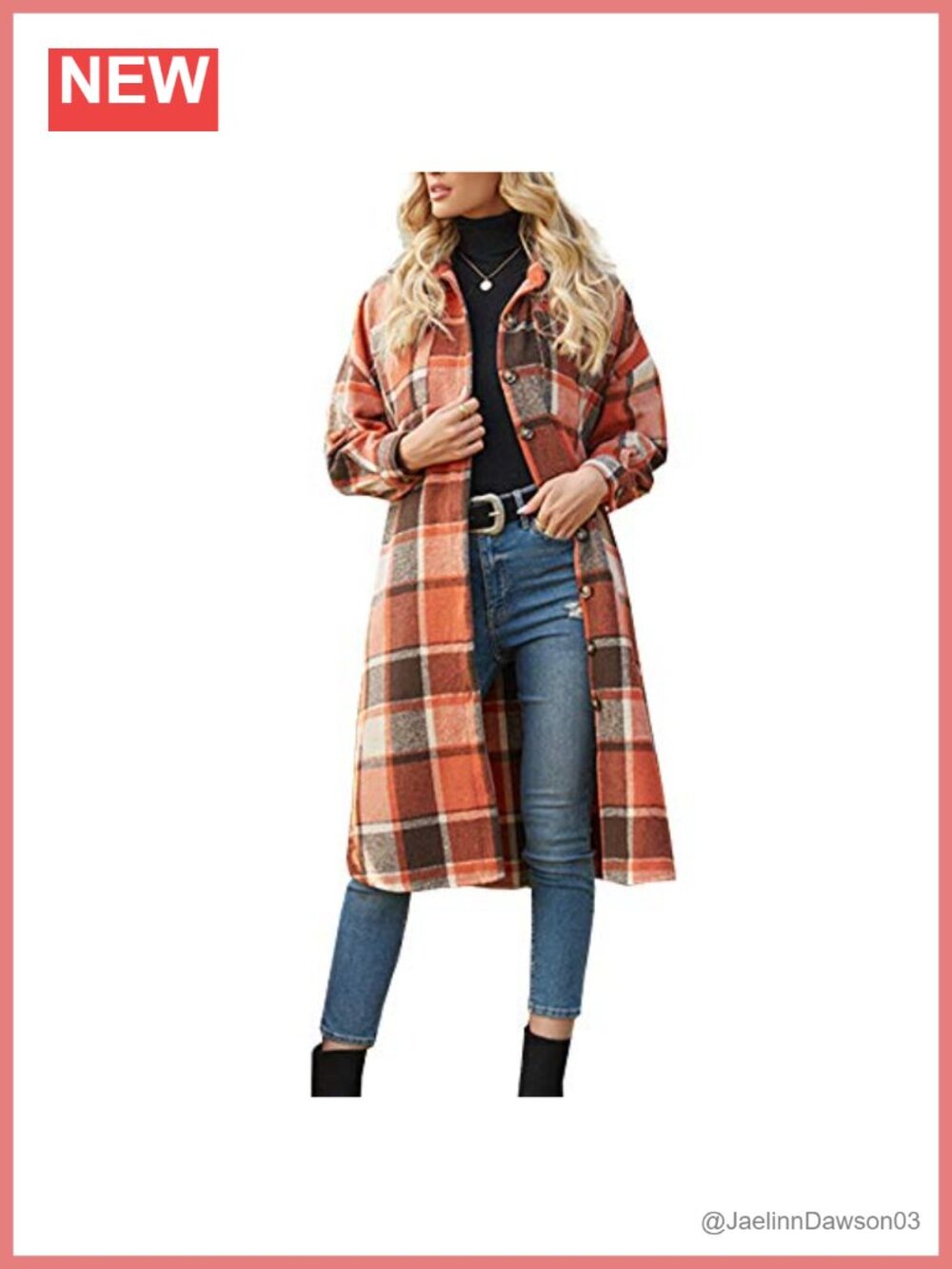 Women's Wool Blend Long Plaid Shirt Jacket Button Down Pocketed Shacket